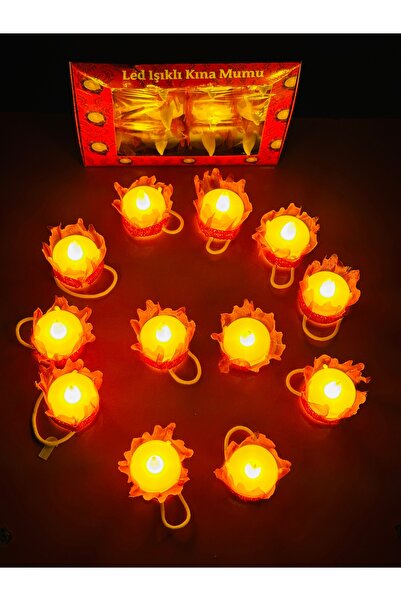 Muensu Kırmızı 12 Adet Ledli Işıklı El Mumu, Düğmeli, Işıklı El Mumu , Kına, Düğün, Sünnet, Tealight Mum Pilli, Nedime, Bride