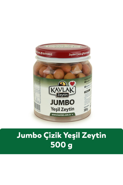Kavlak Zeytin 500 Gr Pet Jumbo Çizik Yeşil Zeytin