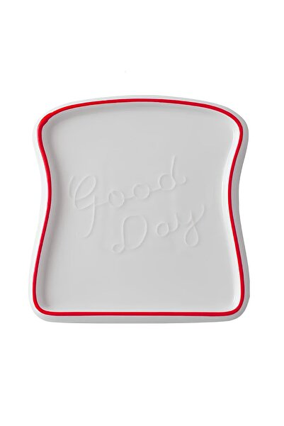 HOMİNG Homing Breakfast and Toast Ceramic Presentation Plate Set 4 Pieces Black Detailed