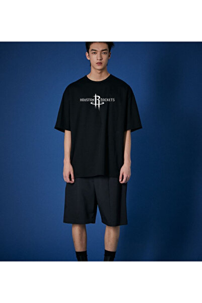 lewibafashion تيشيرت وقبعة مطبوعة بحجم كبير من هيوستن روكتس