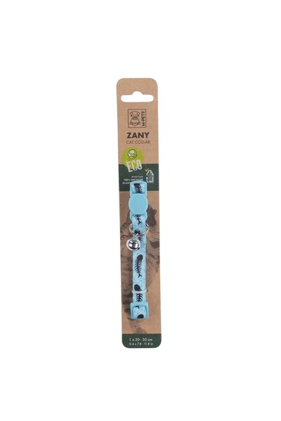 M-PETS Zany Cat Neck Collar with Bell Black/Blue