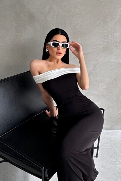 New Now Madonna Collar Sandy Fabric Slit Long Dress