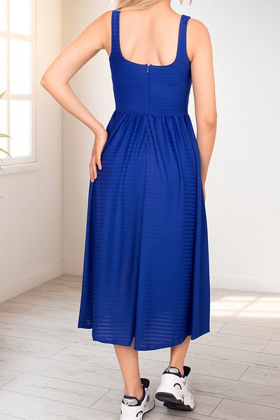 Ceylen Rochie midi cu volan cu fusta cu guler patrat cu bretele groase
