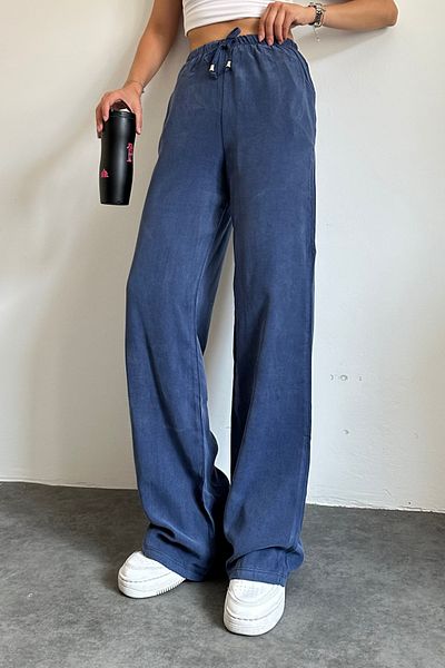 Feela Moda 2008 Lace-Up Elastic Waist Washable Modal Woven Palazzo Women's Trousers