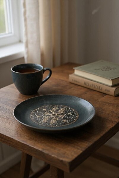 Limboda Bonna Mezopotamya Mozaik Antrasit Gourmet Düz Tabak 17 cm