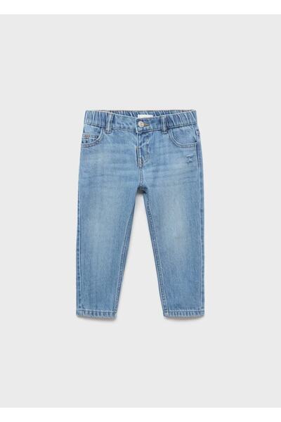 MANGO Baby Düz kesimli pamuklu jean pantolon
