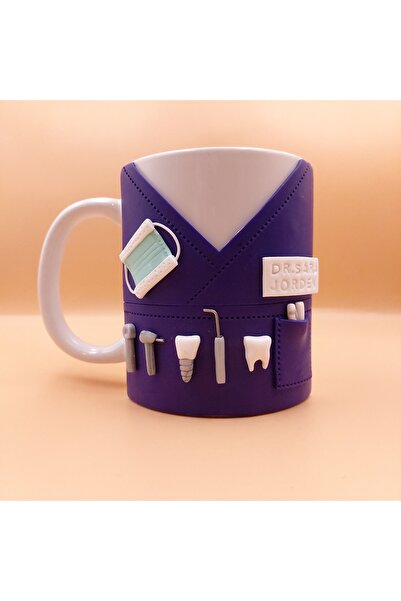 kuphane 3d kabartma Kişiye Özel El Yapımı Diş Hekimi Hediyesi, Doktor Kupa Ba...