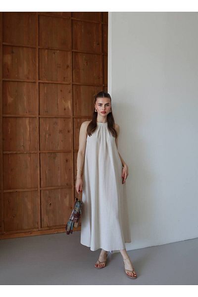 Gameyal Rochie midi casual din in pentru femei