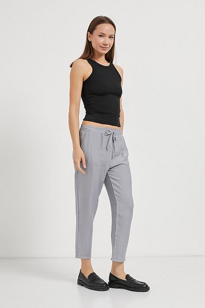 Arma Life Women's Elastic Waist Comfortable Fit Gray Carrot Pants
