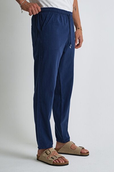 Dechers Чоловічі літні зручні штани з 100% бавовни, що виглядають як лляні E205