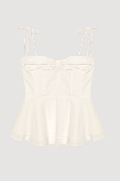 Quzu Underwire Tie-Up Blouse Ecru