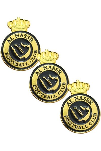 Generic Al Nassr Metal Sticker, 3 Pieces, Gold Crown Logo, for Mobile Phones and Smooth Surfaces