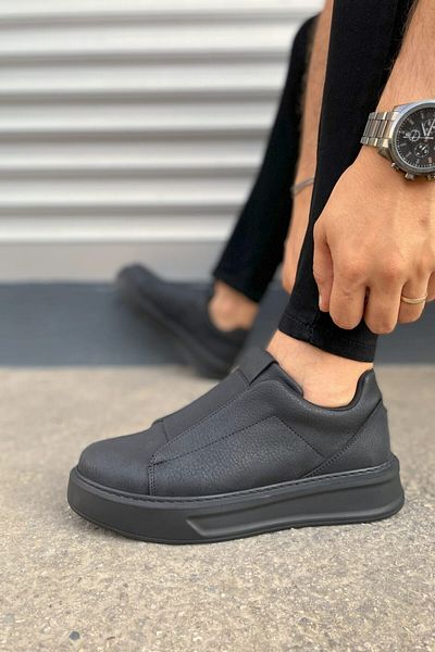 Ayakkabium Ανδρικά παπούτσια με ψηλή σόλα με μαύρο casual αθλητικό στυλ