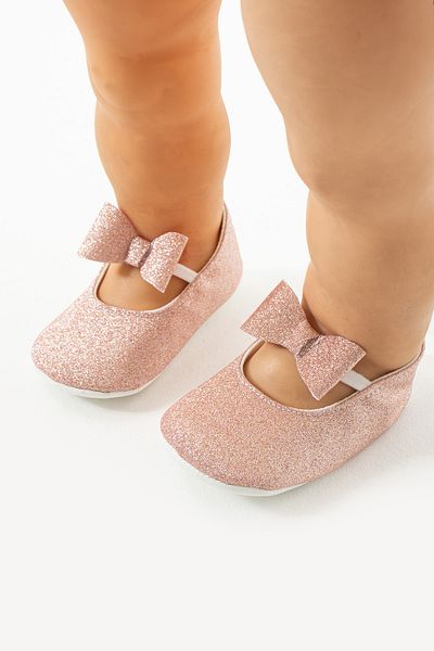 yummy kids First Step Non-Slip Sole Rubber Comfortable Glitter Bow Detailed Girls Ballerina Shoes Booties