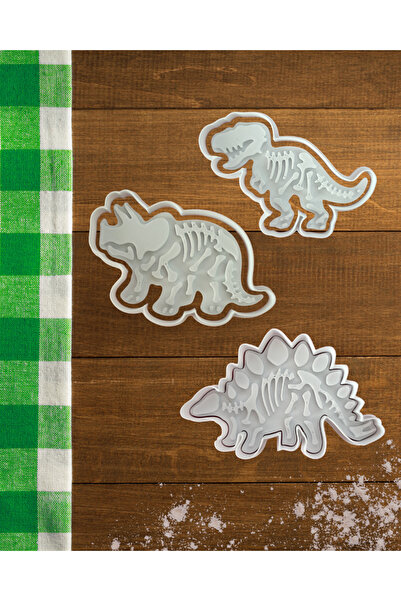 Montessori قوالب بسكويت مطبوعة على شكل ديناصور 3 أشكال مختلفة - إجمالي 6 قطع