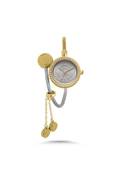 catera Women's silver and gold steel watch with gray dial