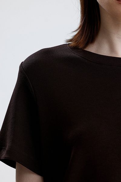 Sofist İstanbul Brown Regular Fit Basic Women's T-Shirt 100% Cotton Slit Short Sleeve Crew Neck Solid Color