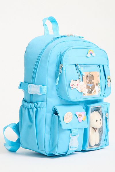 Roxbros Kawaii Korean Style School Bag with Accessories Girls and Boys Backpack Turquoise
