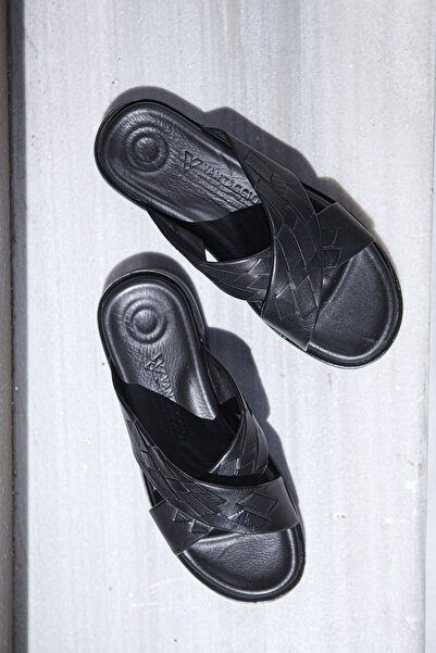 Vantaggio Pulse Siyah Deri Erkek Terlik