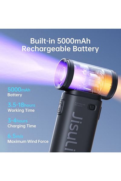 JISULIFE Elec 9 Handheld Turbo Fan With Adjustable Speeds 5000mah Rechargeable Battery