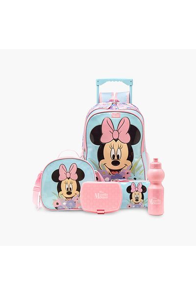 Disney Minnie Mouse Embossed 5-Piece Trolley Backpack Set - 16 inches