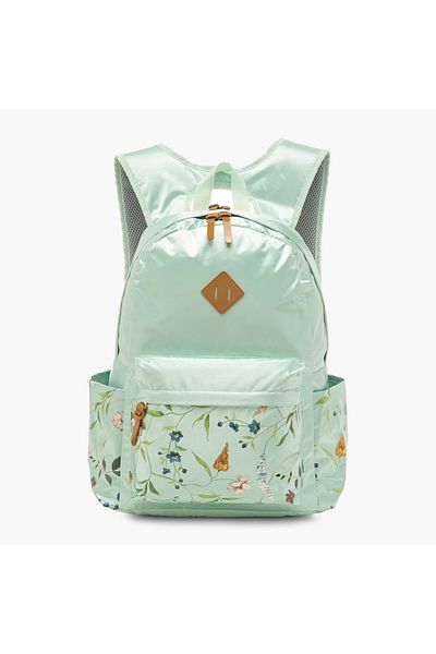 Juniors Floral Print Backpack with Adjustable Straps and Zip Closure - 18 inches