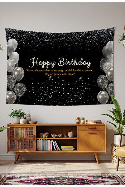 GREENDECOR Kişiye Özel Doğum Günü Duvar Örtüsü İyi ki Doğdu Happy Birthday İs...