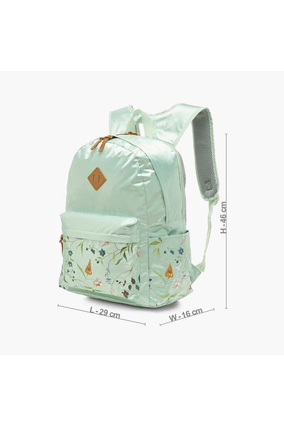 Juniors Floral Print Backpack with Adjustable Straps and Zip Closure - 18 inches