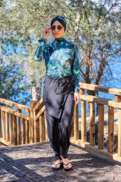 NS TASARIM MAYO Allerli Seren Pattern Design Hijab Jumpsuit Swimsuit