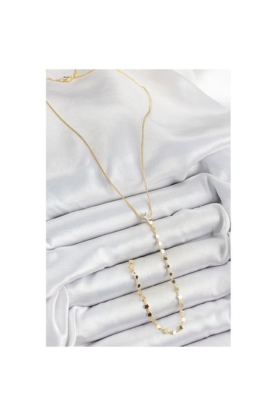 Skygo Brass Zircon Stone Star Figured Y Model Gold Color Women's Necklace - Tj-Bko10310