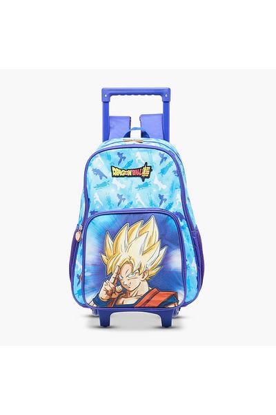 SPACETOON DragonBall Z Print Trolley Backpack with Retractable Handle and Zip Closure - 16 inches