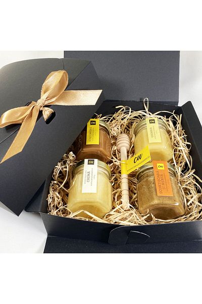 CARUL CU MIERE Gift pack Dulce 1, honey, honey spoon, black