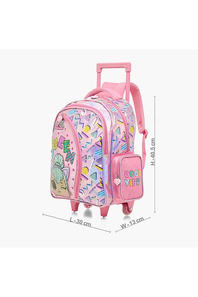 MGA L.O.L. Surprise! All-Over Print Trolley Backpack with Retractable Handle and Zip Closure - 16 inches