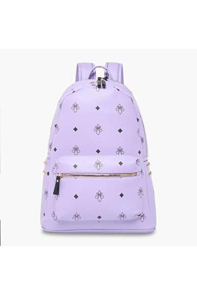 Juniors حقيبة ظهر مطبوعة بالكامل مع أحزمة قابلة للتعديل وسحاب للإغلاق - 17 بوصة