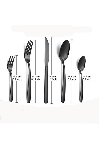 OEM Black cutlery set, stainless steel, 60 pieces, for 12 people, for festive meals or everyday use
