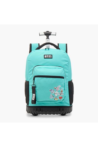 BT21 Printed Trolley Backpack with Retractable Handle - 18 inches
