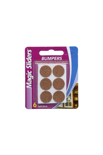 Magic Sliders وسادات مصد دائرية ذاتية اللصق من الفلين، مكونة من 6 قطع، لون بني، مقاس 3/4 بوصة