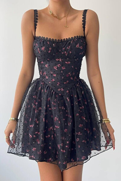 lika boutique Vranye Tül Detay Mini Elbise