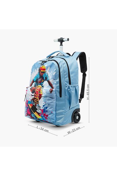 Juniors Graphic Print Trolley Backpack with Retractable Handle - 20 inches
