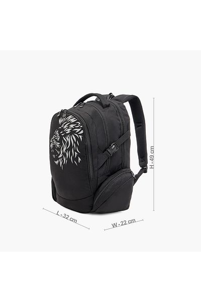 Juniors Lion Print Backpack with Adjustable Straps and Zip Closure - 16 inches