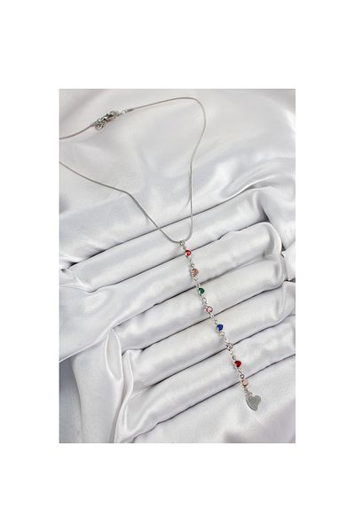 Skygo Brass Silver Color Mixed Color Zircon Stone Heart Y Women Necklace - Tj-Bko10338