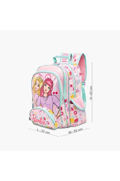 mattel Barbie Print Backpack with Adjustable Shoulder Straps - 16 inches