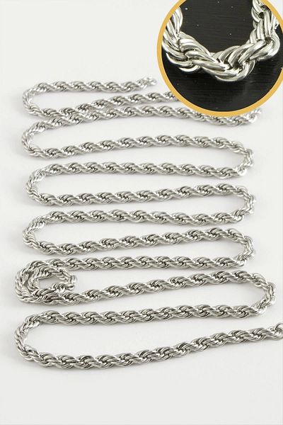 Enseb 0.4mm Twisted Silver Color Steel Chain 1 Meter