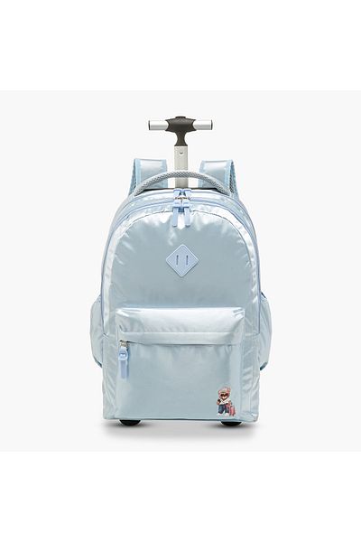 Juniors Bear Print Trolley Backpack with Retractable Handle - 20 inches