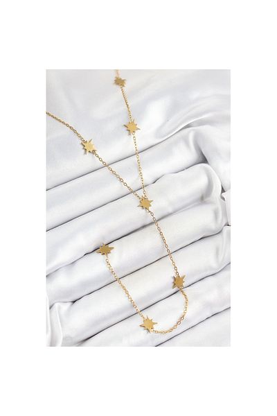 Skygo 316L Steel Pole Star Figured Y Model Gold Color Women's Necklace - Tj-Bko10333