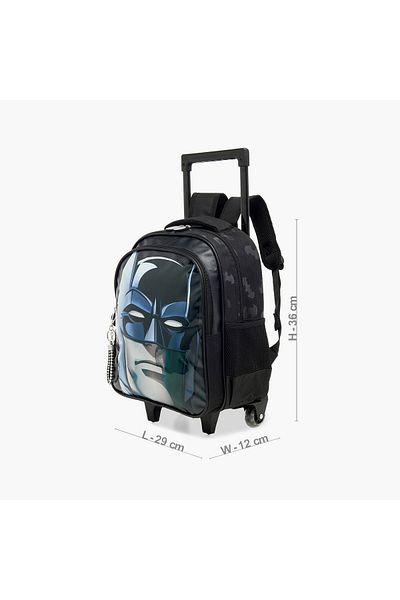 Warner Bros Batman Print Trolley Backpack with Retractable Handle - 14 inches