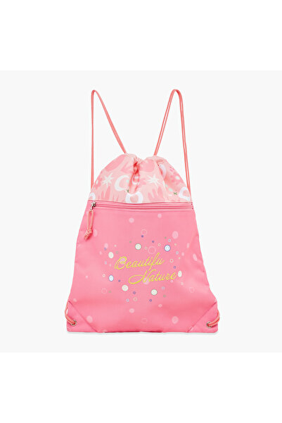 Juniors Floral Print Drawstring Bag