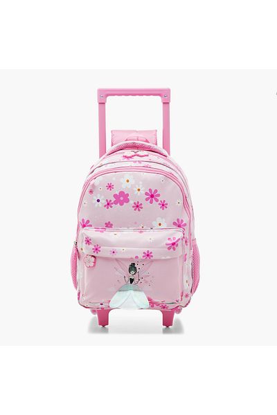 Juniors Floral Print Trolley Backpack with Adjustable Shoulder Straps - 14 inches