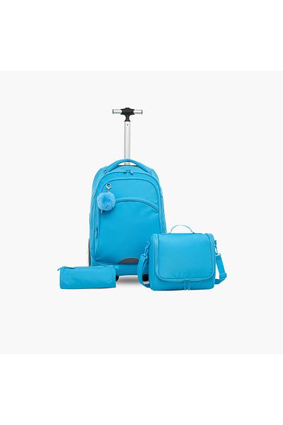 Juniors Solid Trolley Backpack with Lunch Bag and Pencil Pouch - 18 inches