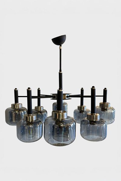 Favori Aydınlatma 9-Piece Modern Chandelier with Smoked Glass and Chrome Detail